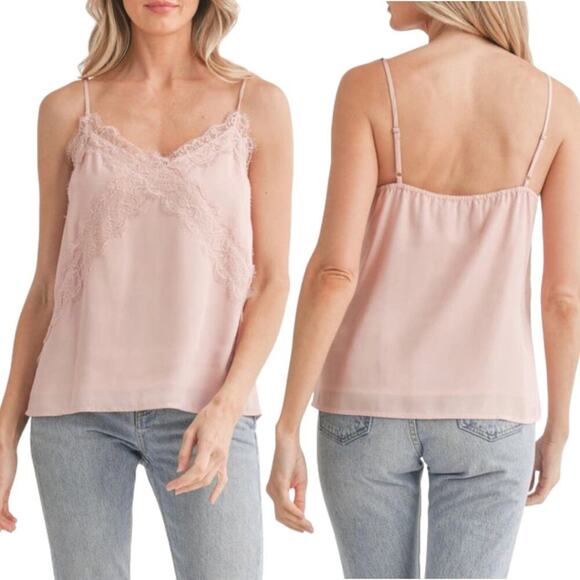 Lush Lace Trim V-neck Camisole Ballet Pink Size Small NWOT $27 MSRP - Picture 1 of 6